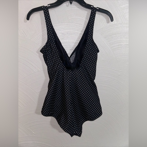 Miraclesuit Onepiece Swimsuit Black White Polkadot  Sz 12 - Picture 2 of 7